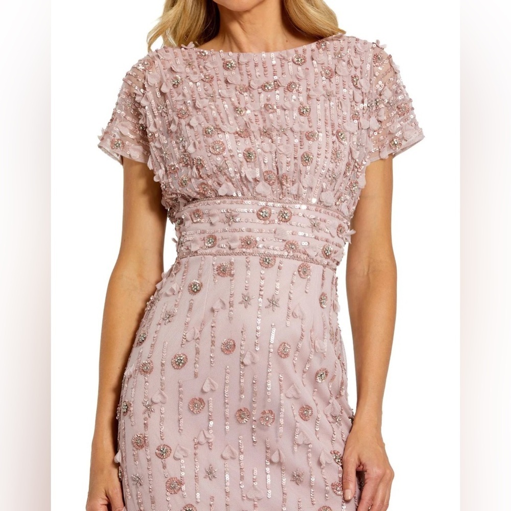 Mac Duggal Dusty Rose Beaded Midi Dress - Picture 3 of 7